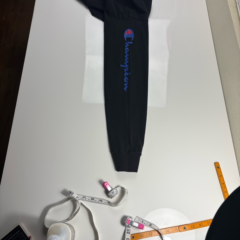 Champion Black Long Sleeve Tee with Blue and Red Logo - Picture 6 of 6